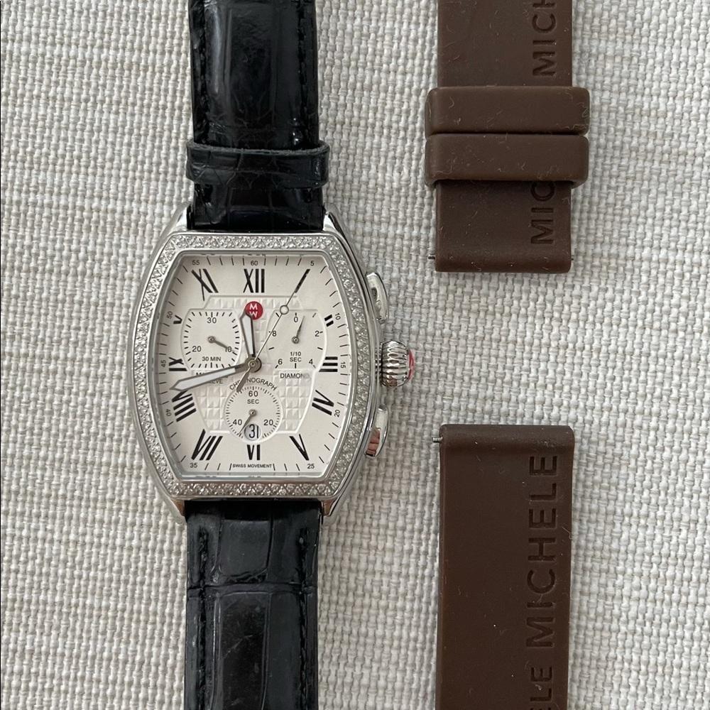 Michele Diamond Watch-Black strap&Brown strap